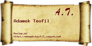 Adamek Teofil névjegykártya